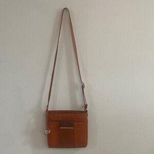 Brighton Orange Brown Crossbody Leather Purse